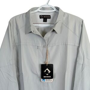 Dri-Duck Shirt Women XL Fog Gray Long Sleeve Quick Dry Pockets Breathable